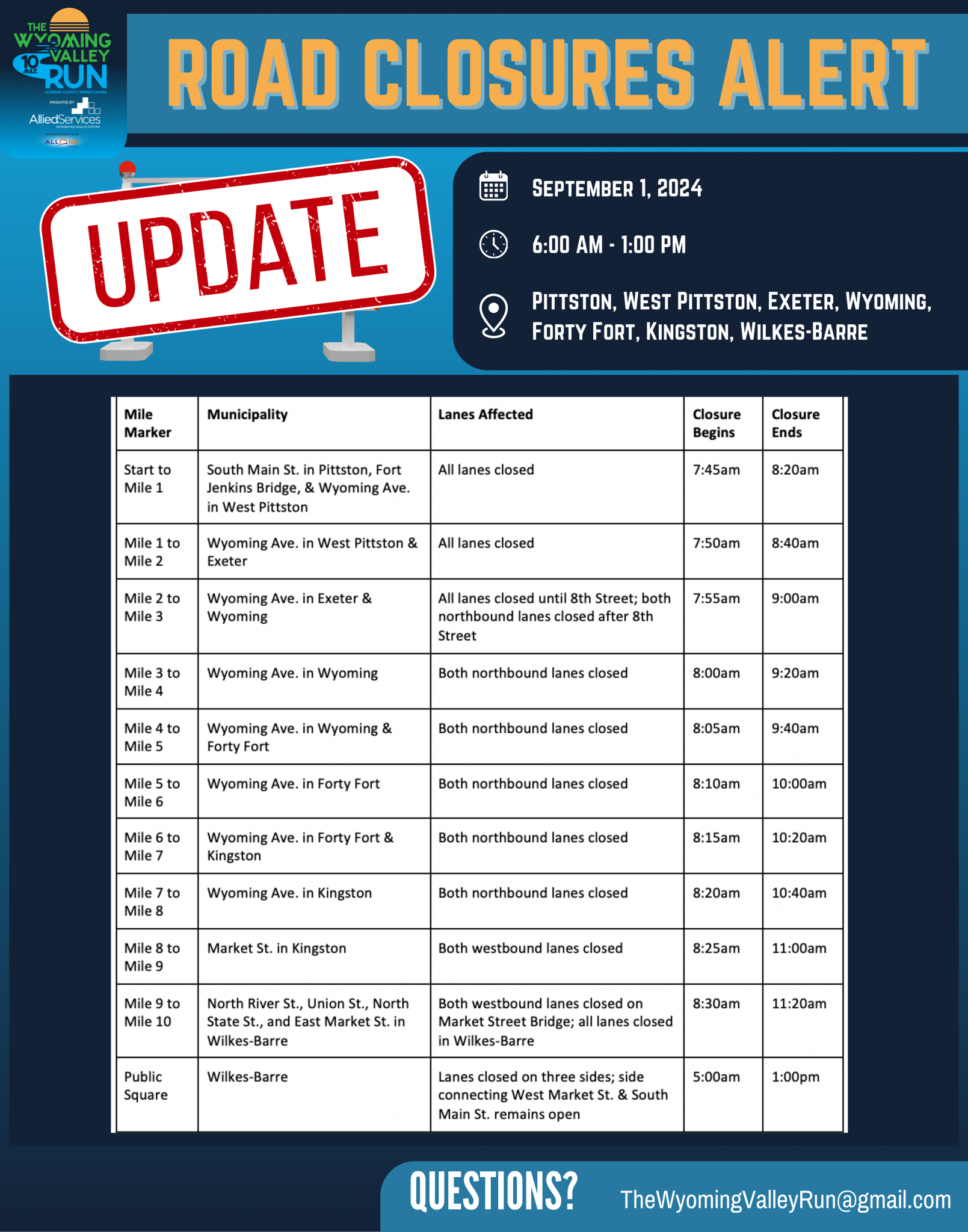 Closure Alert πββοΈπββοΈ Road Closures ALERT π§ππ β Wyoming Borough